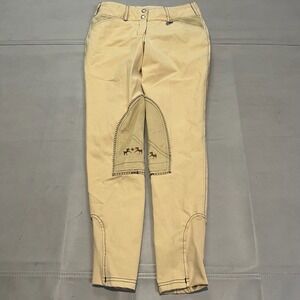 Equine Couture Women Beige Tan Horse Back Ride Training Pant Stretch-26-4231